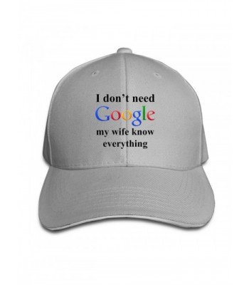 Unisex Adjustable Sandwich Bill Cap Solid Colors Sports Caps For I Don't Need Google My Wife Knows Everything - CA185XO9T0X