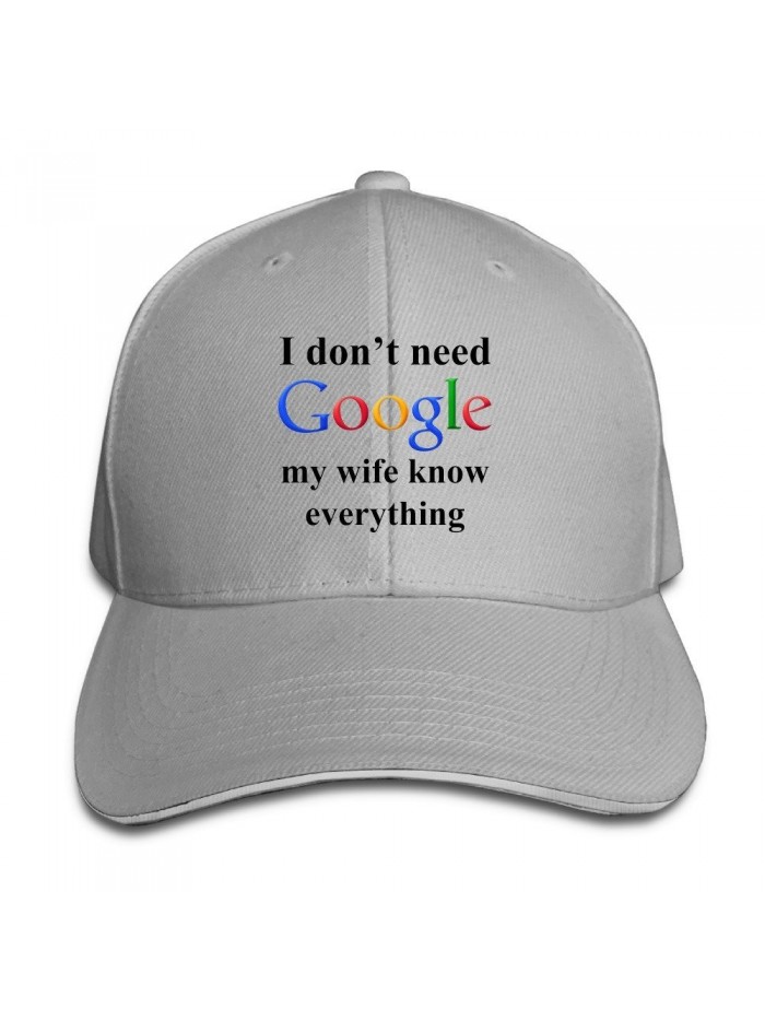 Unisex Adjustable Sandwich Bill Cap Solid Colors Sports Caps For I Don't Need Google My Wife Knows Everything - CA185XO9T0X