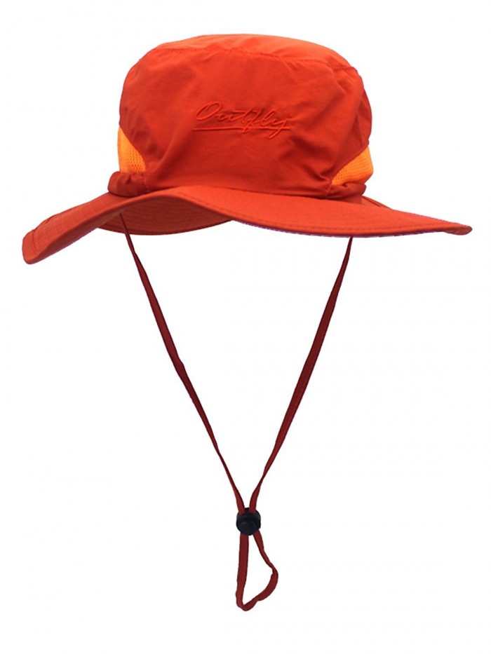 LITHER Outdoor Sun Hat Camouflage Bucket Mesh Boonie Hat Fishing Hats - Orange - C9182Z7MRX2