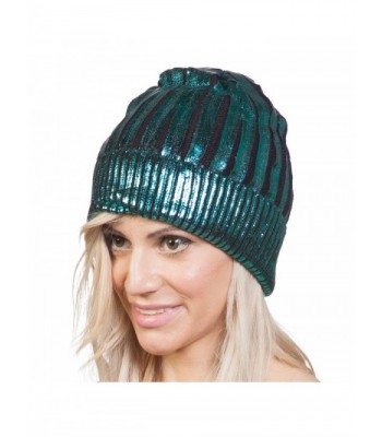 Shiny Metallice Cuffed Beanie - Turquoise - CA12BLYWYPT