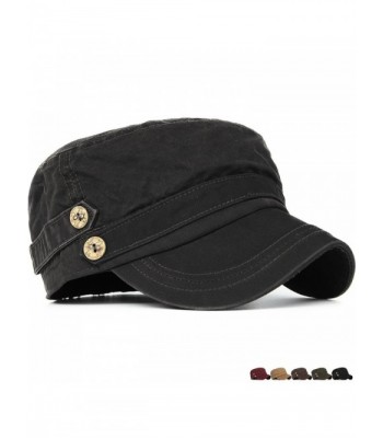 Rayna Fashion Unisex Adult Cadet Caps Military Hats Low Profile Elastic - Black - C9185UIO37I