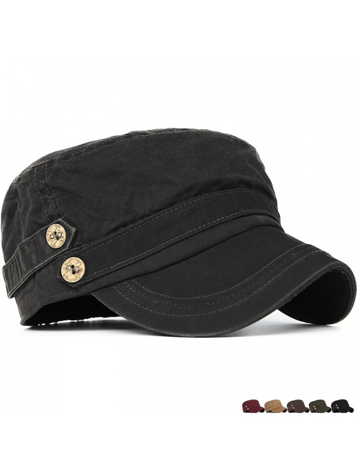 Rayna Fashion Unisex Adult Cadet Caps Military Hats Low Profile Elastic - Black - C9185UIO37I